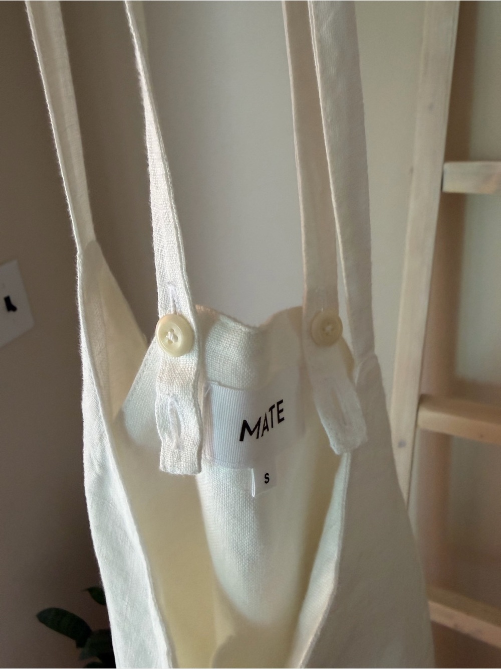 MATE the Label Cream Button-Front Linen Jumpsuit - Picture 5 of 5